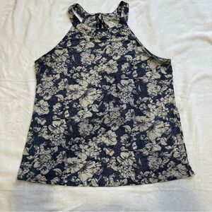 Fortune+Ivy Floral Print Halter Top - Blue and‎ White size L